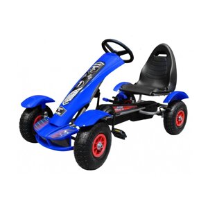Педальний картинг Racing XL для дітей 3+ Синій + Надувні колеса + Регулювання сидіння + Вільне спорядження