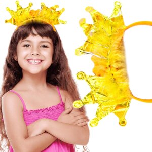Пов'язка на голову для дівчинки з короною — жовта WKS PARTY OPASKA_Z_USZAMI_TA