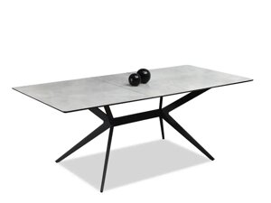 Промисловий стіл для вітальні miles сірий мармур на чорних металевих ніжках