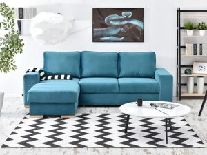 Прямий кутовий диван лондон 4, тип l, довгий оксамит бірюзовий