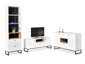 Puro 2 вітальні меблі білі — дуб у комплекті з шафою для телевізора та комодом для вітальні