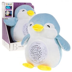 Пустушка-пінгвін 3в1, проєктор, музична скринька, м'яка іграшка для малюків, сенсорна іграшка