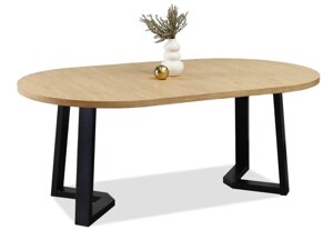 Розширюваний стіл для вітальні та їдальні arian, кам'яний дуб, чорні ніжки