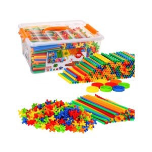 Різнобарвні конструктори для дітей 3+ Будівельні 3D моделі + Валіза + Конектори для трубок 800 шт.