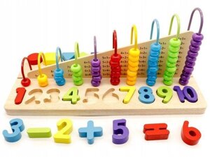 Розвивальна іграшка: лічильники + дерев'яні кубики, цифри Ecotoys.