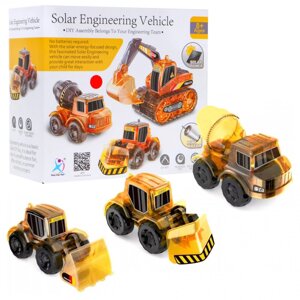Розвивальний набір сонячних будівельних машин 3-в-1 для дітей: Екскаватор, Бетонозмішувач, Бульдозер.