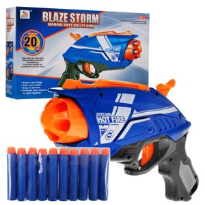 Ручний дитячий пістолет 6+ Пружинний механізм Blaze Storm + 20 довгих пінопластових куль