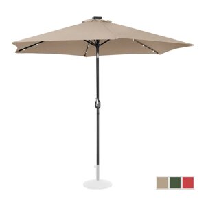 Стоячий садовий парасолька -300 см - крем - LED Uniprodo