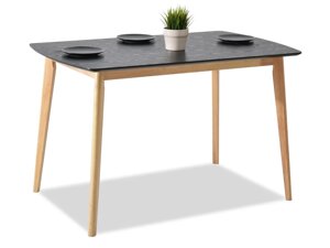 Скандинавський білий чорний дерев'яний стіл на дубових ніжках
