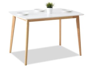 Скандинавський стіл белений, білий напівматовий, на дубових ніжках