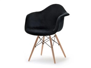 Скандинавський стілець mpa з чорного велюру з ніжками з бука