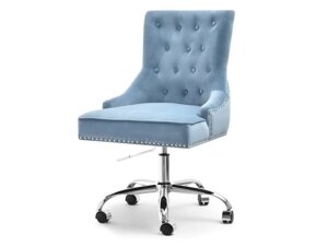 Soria стьобаний офісний стілець із блакитним оксамитом на колесах у стилі гламур