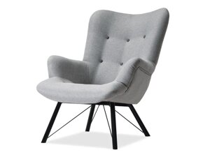 Сучасне крісло dalton, сірий стьобаний виріб на чорній металевій ніжці