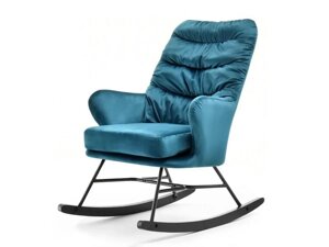 Сучасне крісло-гойдалка velvet lusso бірюзове на чорних колінах для кімнати