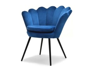 Сучасне крісло лазар-черепашка, темно-синій оксамит, на чорних металевих ніжках
