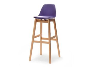 Сучасний барний стілець із пластику та дерева elmo purple-buk