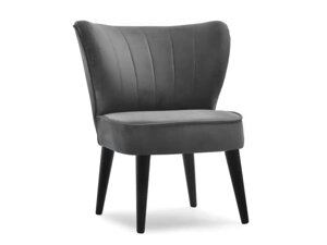 Сучасний клубний стілець armi сірий велюр із відстрочкою на чорних дерев'яних ніжках