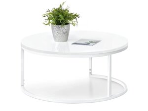 Сучасний круглий журнальний столик kodia xl, білий глянсовий для дивана
