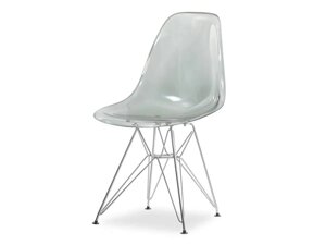 Сучасний прозорий стілець на хромованих ніжках для столової mpc rod, прозорий димчастий