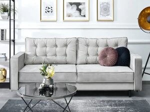 Сучасний стьобаний диван lavia сірий оксамит із контейнером