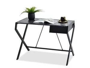 Сучасний стіл із ящиком дизайно чорний мармур і металевий каркас для офісу