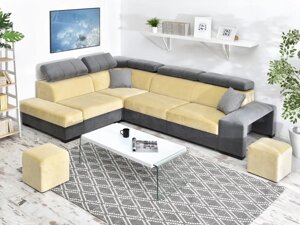 Сучасний кутовий диван майами 4 тип l з підголівником, функціональний двома пуфами в комплекті