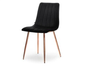 Сучасний велюровий стілець megan чорний із мідними ніжками столика