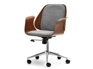 Сучасний обертовий офісний стілець enric, горіх графітовий меланж, оббивка на хромованій ніжці