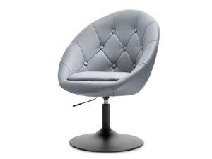 Стьобане egg lounge 3 сіре крісло, що обертається, з екошкіри на чорній ніжці