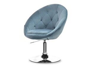 Стьобане клубне стільце lounge 3 синій із гламурного оксамиту на хромованій ніжці