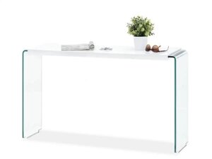 Стильна консоль klir, білий глянсовий, стіл із вигнутого скла