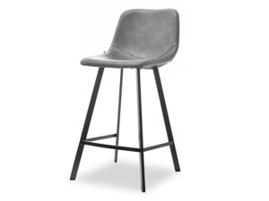 Стильний барний стілець гобі із сірої екошкіри на чорній металевій ніжці