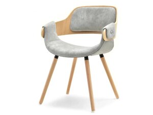 Стильний дерев'яний стілець для вітальні, оббивка велюром, гілка дуба — ясена