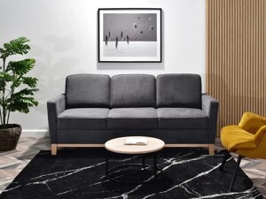 Стильний маленький графітовий кімнатний диван із спальною функцією на дерев'яних ніжках