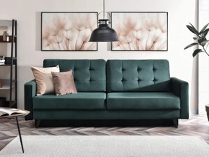 Стильний стьобаний диван aura пляшково-зелений диван-ліжко з контейнером для зберігання