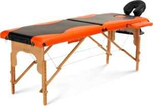 Стіл і двосекційне двоколірне дерев'яне масажне ліжко