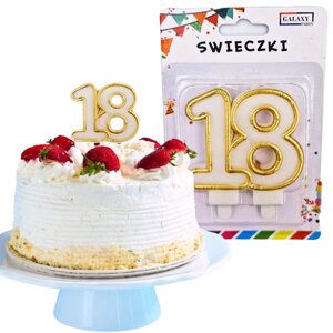Свічка на день народження для торта No 18 золота GALAXY NO. 660537