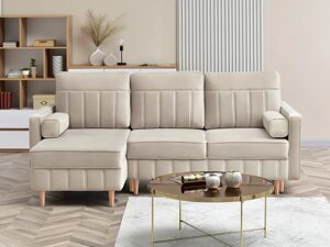 Світлий оксамитовий кутовий диван-ліжко зalvo beige hygge в сучасному стилі