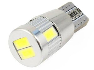 Світлодіодна автомобільна лампочка W5W T10 6 SMD 5630 Super CAN BUB без об'єктива