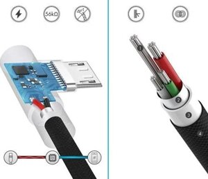 Телефонний кабель Am30 Micro-USB 2M Кут USB-кутовий кабель для заряджання телефона Quick Charge 3.0 2.4a