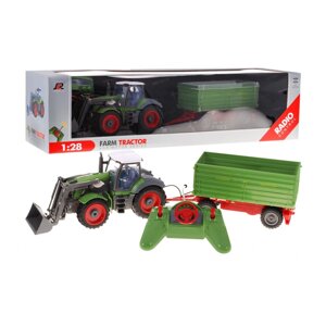 Трактор з екскаватором і причепом для дітей 3+ Дистанційне керування + Рухомі елементи Зелений