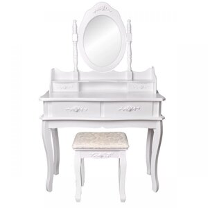 Туалетний столик косметичний, 90 см, дзеркало + табурет