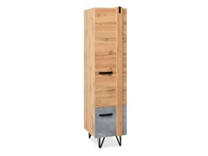 Вузька шафа для одягу soho sh02 дуб — бетон для лофтового приміщення на металевих ніжках
