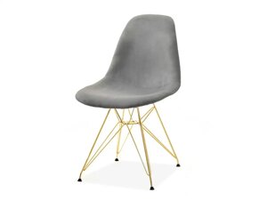 Велюровий стілець glamour mmpc rod tap, сірий велюр, на ніжці золотий дріт