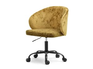 Обертове крісло sensi move mustard з чорною ніжкою на колесах для домашнього офісу