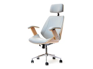 Обертовий офісний стілець із дерев'яним корпусом frank grey-buk-chrome