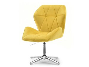 Обертовий стілець velo, жовтий, оксамитовий гламур, з хромованою ніжкою