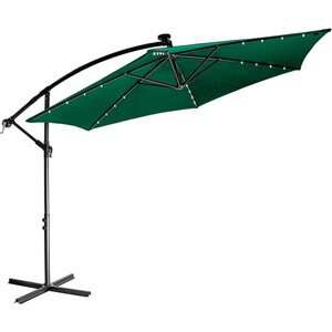 Зелена садова парасолька 3,5 м LED з ручкою