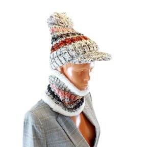 Жіночий комплект шапка та сірий шарф BQ52H