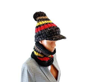 Жіночий комплект шапка та шарф чорний BQ52G